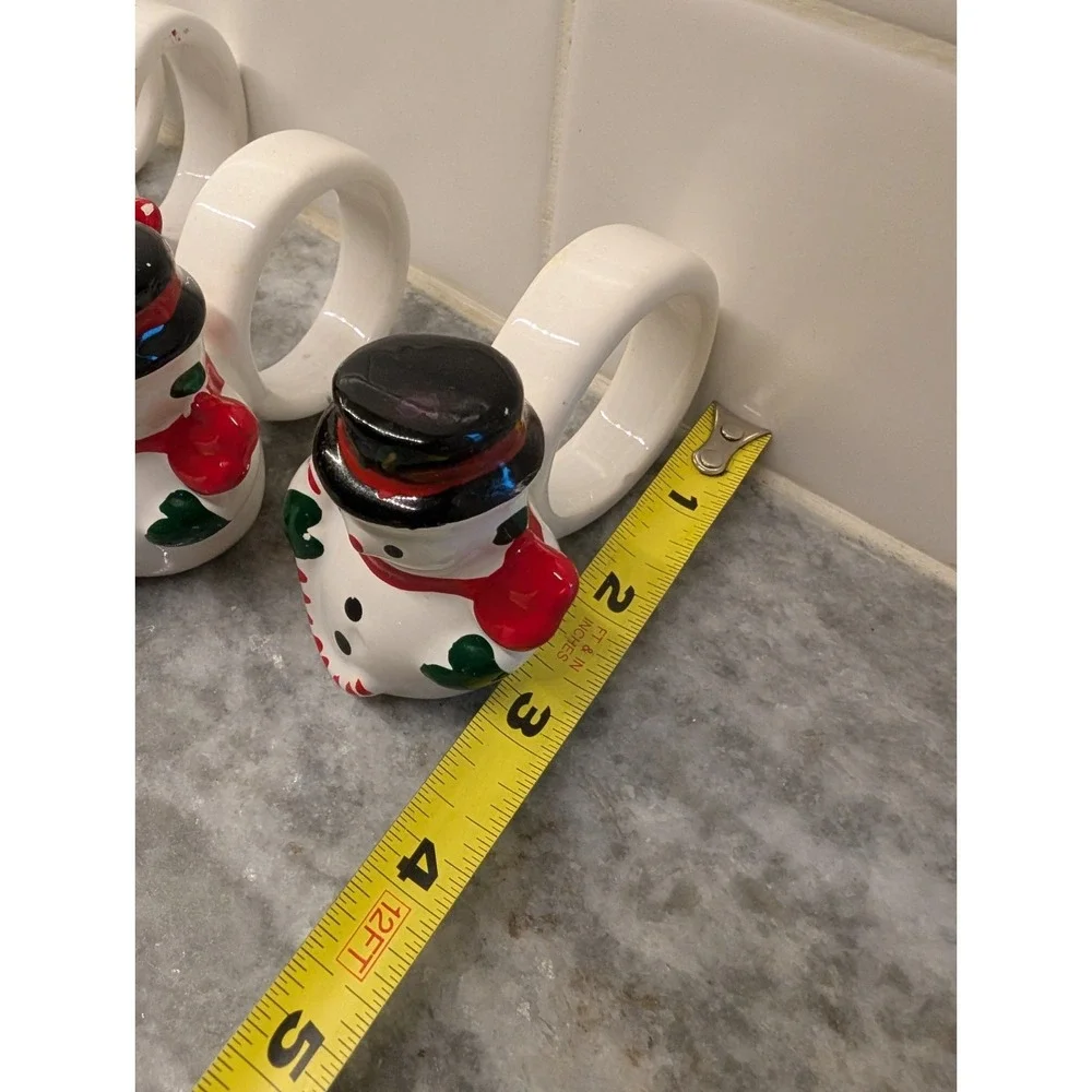 Set‎ of 6 Vintage Ceramic Jolly Snowmen Napkin Holders, Made In The Philippines